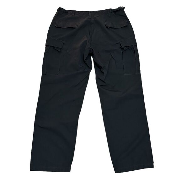 Black Cargo Utility Tactical Loose Fit Casual Relaxed Straight Leg Pants - Picture 5 of 6